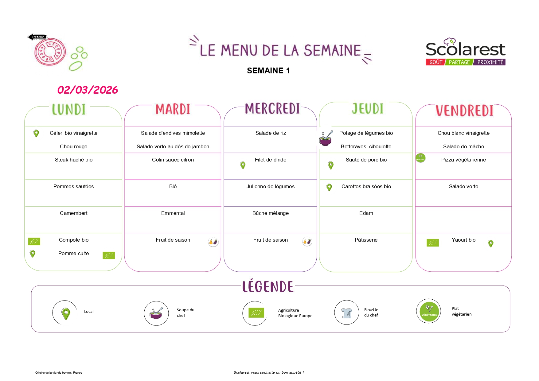 Menu cantine page 1
